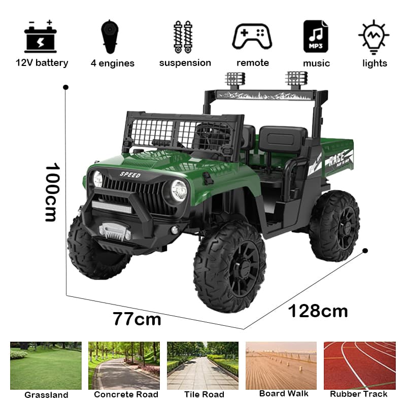 Kids Jeep Ride-On with Rear Cargo Bed